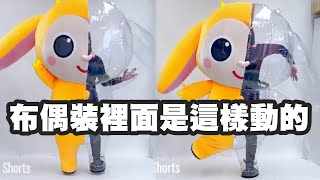 「半邊透明」布偶裝！揮完手改搖耳朵😛內部超忙｜新奇｜可愛｜吉祥物