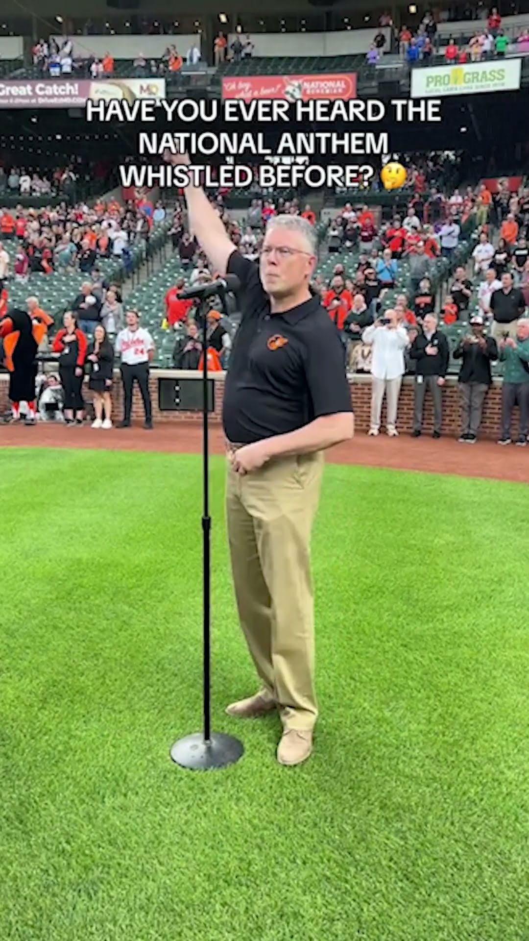 Man whistles the National Anthem at Baltimore Orioles game