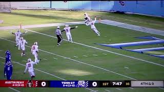 Austin Peay's Drae McCray blocks Tennessee State punt and takes it to the house for TD