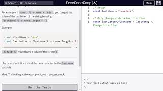 Use Bracket Notation to Find the Last Character in a String - Freecodecamp.org | Video 36 | Basic JS