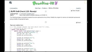 Java Practice It || 2.20 Receipt || variables