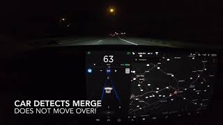 Tesla Model 3 - V10 32.11.1 - driving visualizations at night