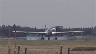 ランチェーンが多い今日の成田空港 横風ノーズを曲げてアプローチ(ランチェーン3回目)後 一番機・二番機・三番機 Rwy34R Landing  nrthhh