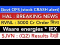 HAL SHARE NEWS 🔴 RVNL SHARE LATEST NEWS • WAARE ENERGIES • SJVN Q2 • IEX SHARE • STOCK MARKET INDIA