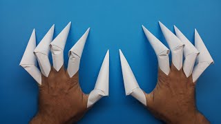 Origami Werewolf Claws. Idea for Halloween. How to make Claws with paper.