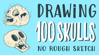 🥰☠️Drawing 100 Skulls - No Rough Sketch - Adobe Fresco - I-Pad - Art Vlog