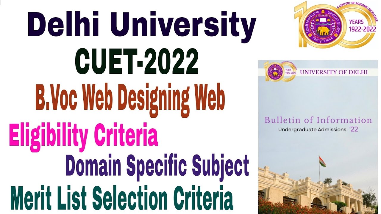 Delhi University B.VOC Web Designing Web Admission Process, Eligibility ...