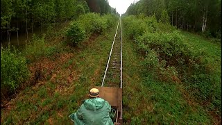 Narrow gauge railway. Motorcycle tires. The road of life. Abandoned villages. Taiga and swamps.