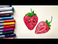 Strawberry Drawing and Coloring || How to Draw Strawberry|| Easy drawing for kids