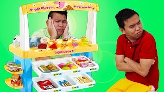 Funny Uncles & Auntie Pretend Play w/ Ice Cream Shop Kids Toys