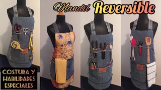 CÓMO HACER TU MANDIL REVERSIBLE CON PANTALÓN DE MEZCLILLA!!