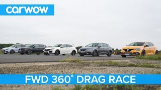 i30N vs Type-R vs Megane RS vs Cupra R vs 308 GTi - 360° DRAG & ROLLING RACE