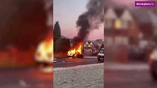 Watch as dramatic vehicle fire closes main Sutton Coldfield road in rush hour