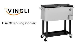 VINGLI 80 Quart Portable Rolling Cooler