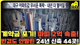 눈물의 대구! 신축 아파트 널려 계약금 포기해도 안팔린다! 역대급 마피 매물 속출하는 대구 아파트 시장! 마피 2억에 최고가 대비 반값에도 안팔리는 24년 신축 44곳 총정리!