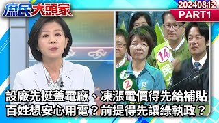 設廠先挺蓋電廠、凍漲電價得先給補貼 百姓想安心用電？前提得先讓綠執政？《庶民大頭家》PART 1 20240812 #鄭麗文 #費鴻泰 #施正鋒 #王育敏@庶民大頭家