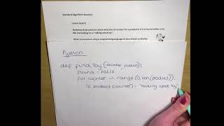 H Computing Standard Algorithms - Linear Search ( Completed)