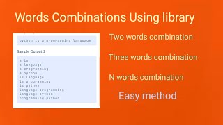 N Words combinations in python#ccbp