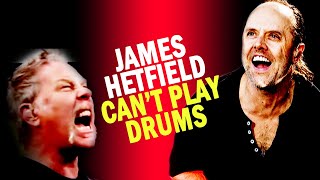 JAMES HETFIELD EXPLODES WHEN HE CAN'T PLAY DRUMS ( DESTROYS A DRUM SET) - RARE METALLICA VIDEO