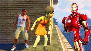 Franklin play HIDE AND KILL with Squid Game Doll \u0026 IRON MAN In GTA 5...