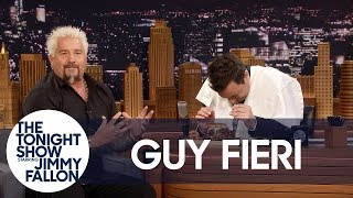 Guy Fieri Shows Jimmy His Bun-Cradling, Burger-Eating Technique