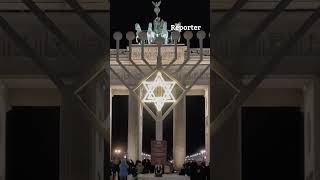 A seven-branched menorah was erected in Berlin, in celebration of the Jewish festival of Hanukkah