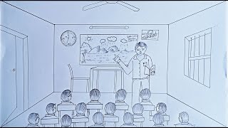How to draw teacher in a classroom teaching step by step || শিক্ষক শ্রেণীকক্ষে পাঠদান