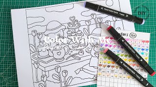 Color Heal With Me! Bobbie Goods Coloring Page Vol 2 Tea Party