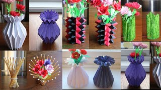 5 Beautiful Paper Flower Vase - Easy Paper Flower Vase Ideas- Paper Craft - DIY Paper Vase