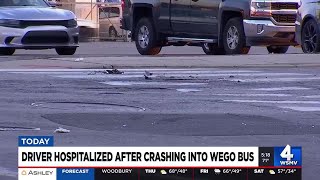 Driver hospitalized after crashing into WeGo bus