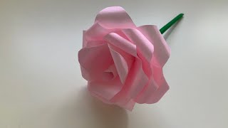 Origami Rose Flower 怎麼折紙玫瑰花 How to make a paper rose flower