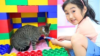 보람이의 거대블록 장난감 고양이 집만들기 Boram Play with Brick Block