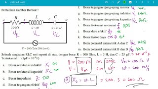Menghitung reaktansi kapasitif induktif arus efektif rangkaian seri RLC