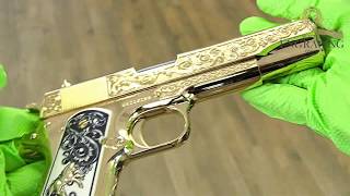 STUNNING 24K GOLD PLATED 1911 COLT 45 ACP Traditional Filgree Scroll Design