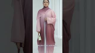 Ombre Kimono Open Front Glitter Abaya with Matching Hijab #abaya #dress #fashion #modestfashion