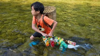 fish trap, Trap catfish with hooks, The boy khai catches fish traps and harvests catfish to sell