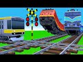 踏切に立ってはいけません【電車】でこぼこ線路を走る新幹線はやぶさ Fumikiri 3D Railroad Crossing Animation