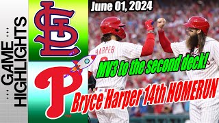 Cardinals vs Phillies [FULL GAME] June 01, 2024 | Bryce Harper - The swing. The crowd. The Bank 👊🏻
