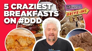 TOP 5 Most-Insane Breakfasts in #DDD  History with Guy Fieri | Food Network