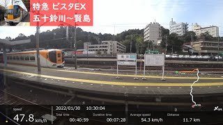 【鉄道車窓】 近鉄鳥羽線～志摩線 30000系特急ビスタEX ［五十鈴川→賢島］ 速度計付き　Train View with Speedometer - Kintetsu Vista EX -