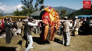 Swinging the palanquin of Mahunag Devta at Mahunag Temple in Shaindal