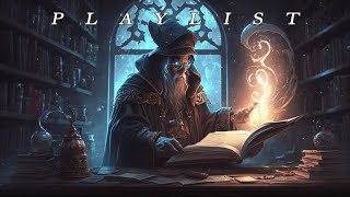 you are a dark magician studying in Hogwarts library on a rainy night - Harry Potter playlist