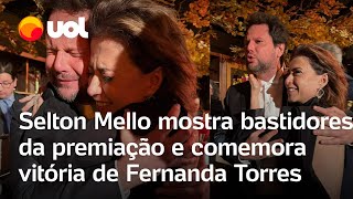 Globo de Ouro: Selton Mello comemora vitória de Fernanda Torres e mostra bastidores da premiação