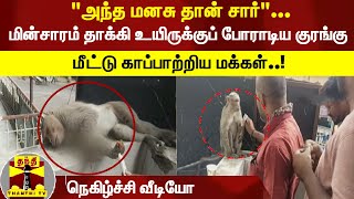 மின்சாரம் தாக்கி உயிருக்குப் போராடிய குரங்கு - மீட்டு காப்பாற்றிய மக்கள் - நெகிழ்ச்சி வீடியோ