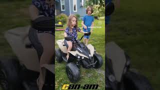 The kids first ride on their Freddo Toys Can Am Renegade 24V ATV.   #freddotoys #canamrenegade