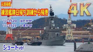 【4K】元護衛艦だけの練習艦隊帰港！！練習艦「はたかぜ」（TV3520）\u0026練習艦「しまかぜ」（TV-3521）日帰り訓練（ショートver）【呉基地】