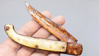 Rusty antique italian pocket knife restoration