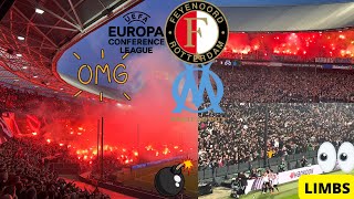FANS CLASH with HUGE CHOREO + PYRO LEGIOEN AND L'OM SUPPORTERS l Feyenoord - L'OM (3-2) l Conference