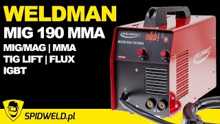 Spawarka Weldman Micro MIG 190 MMA - migomat inwertorowy 3w1 MIG/MMA/TIG/