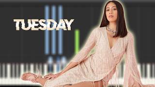 Burak Yeter - Tuesday ft. Danelle Sandoval | Instrumental Piano Tutorial / Partitura / Karaoke /MIDI